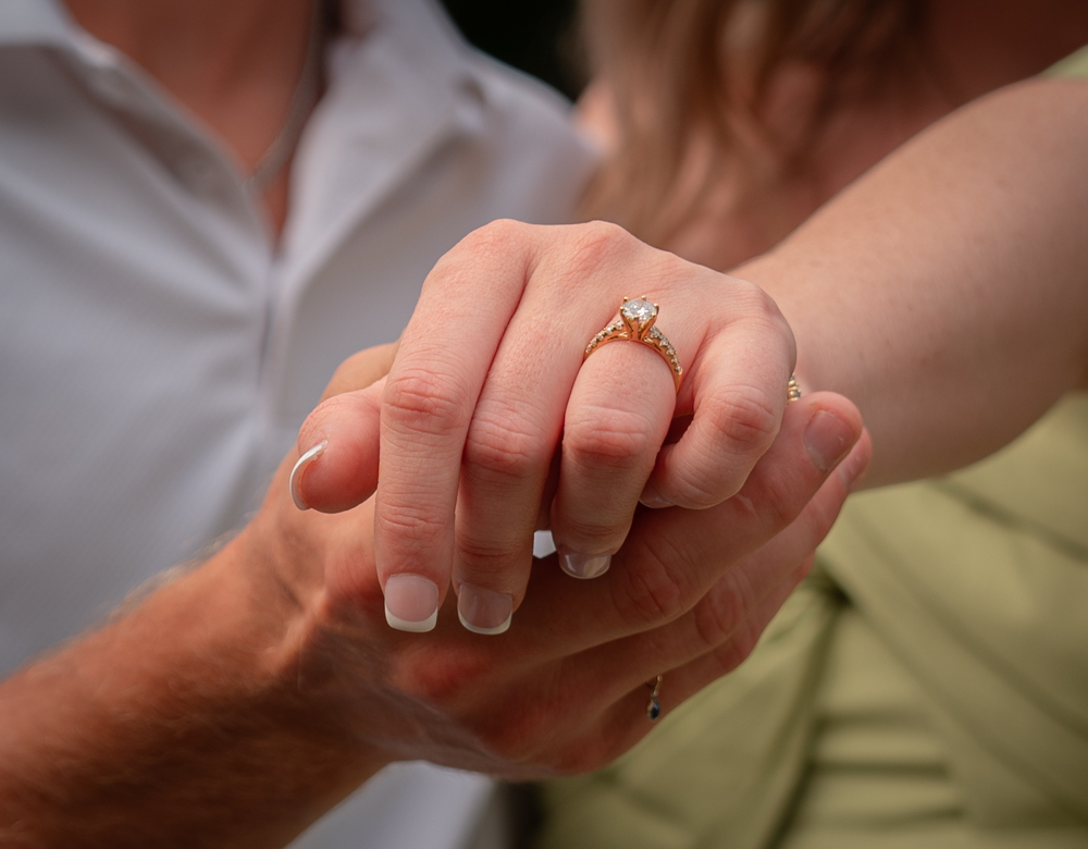 Engagement couple at sunset