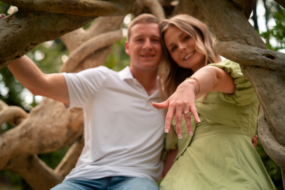 Engagement couple at sunset