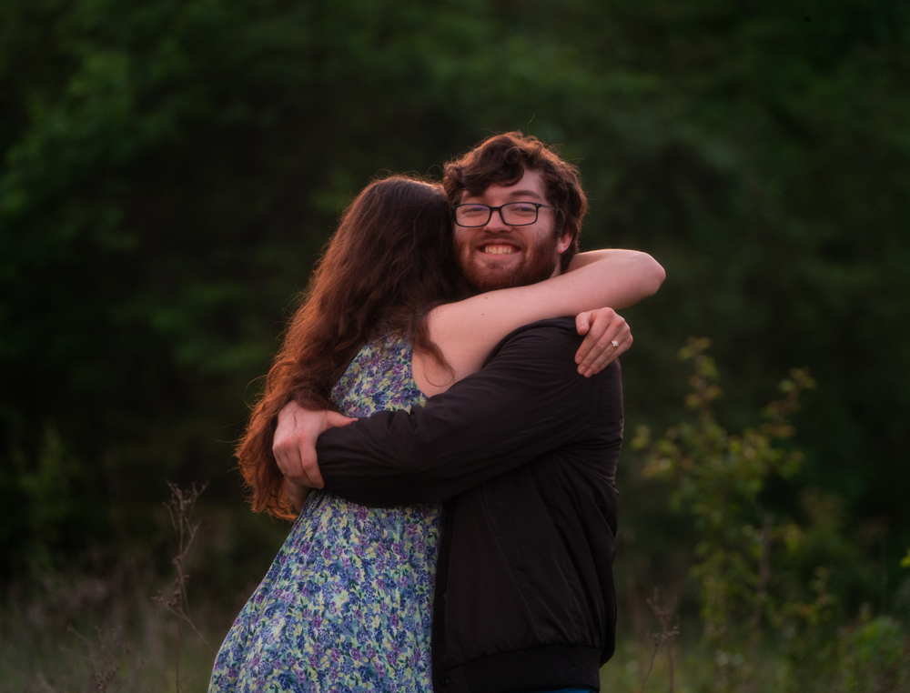 Engagement couple at sunset