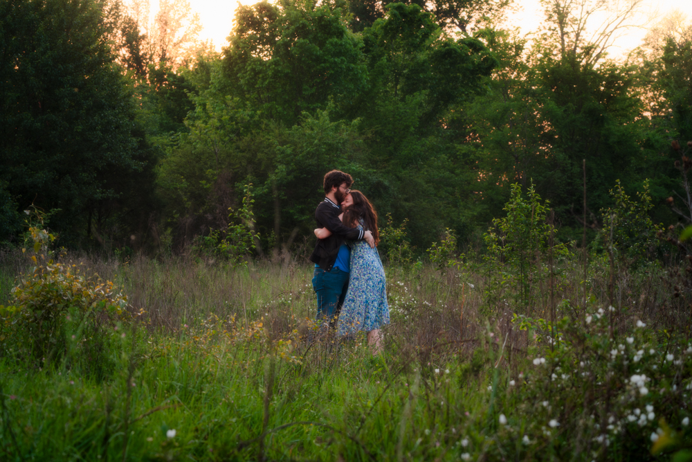 Engagement couple at sunset