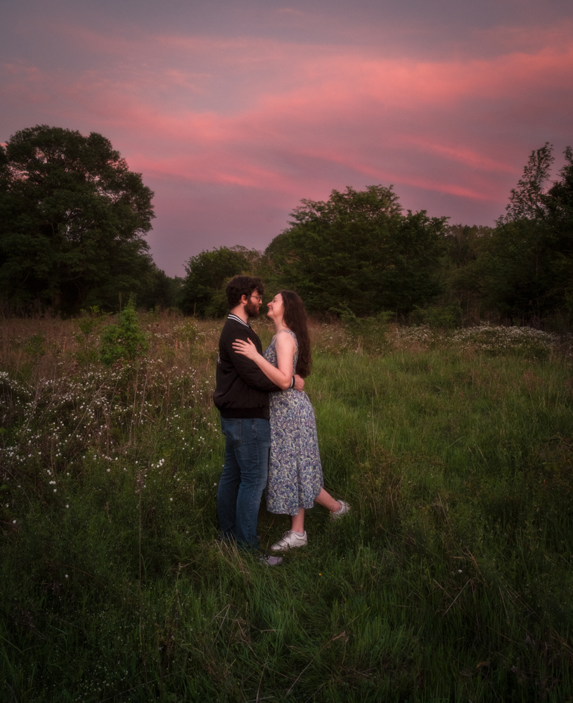 Engagement couple at sunset