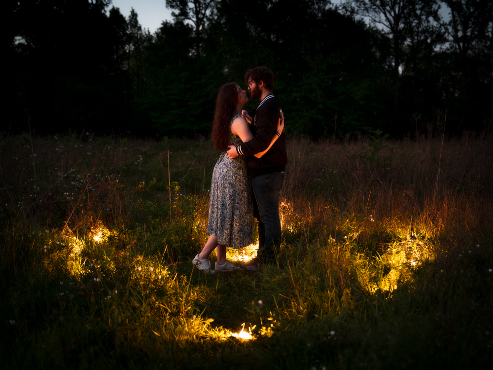 Engagement couple at sunset